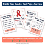 Complete Prevention Bundle Ages 8-17 English + Spanish - 4 Packs in 1 - IEP Coloring Borders + Answer Keys + TOU - Best Value