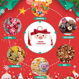 10 Pcs Christmas Candy Boxes With Ribbon And Wooden Ring Merry Christmas Santa Claus Pattern Cookie Goodie Box Cartoon Paper Treat Box For Christmas Gift Wrapping Holiday Party Supplies