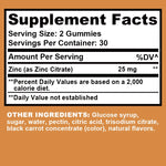 Zinc Gummies - Support Bones, Teeth, Heart, and Enhance Immune System Function - 60 Gummies