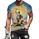 Men 3D Jesus Passion Print Short Sleeve Tops