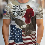 Men 3D Jesus Passion Print Short Sleeve Tops