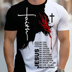 Men 3D Jesus Passion Print Short Sleeve Tops