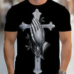 Men 3D Jesus Passion Print Short Sleeve Tops