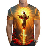 Men 3D Jesus Passion Print Short Sleeve Tops