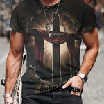 Men 3D Jesus Passion Print Short Sleeve Tops