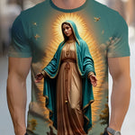 Men 3D Jesus Passion Print Short Sleeve Tops