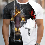 Men 3D Jesus Passion Print Short Sleeve Tops