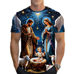 Men 3D Jesus Passion Print Short Sleeve Tops