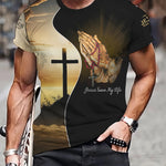 Men 3D Jesus Passion Print Short Sleeve Tops