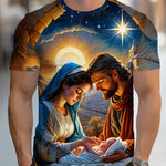 Men 3D Jesus Passion Print Short Sleeve Tops