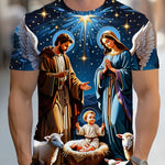 Men 3D Jesus Passion Print Short Sleeve Tops