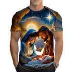 Men 3D Jesus Passion Print Short Sleeve Tops